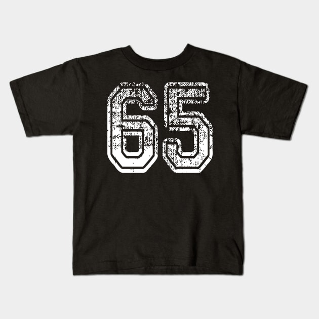 Number 65 Grungy in white Kids T-Shirt by Sterling